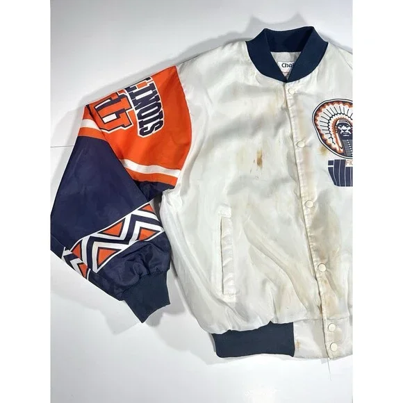 Vintage Illinois Fighting ILLINI Chalk Line Fanimation Jacket XL USA 90s RARE